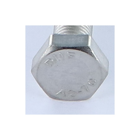 Vis métaux Tête hexagonale TH M10X100 Pas fin Pas de 125 Inox A2