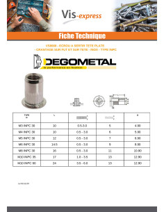 Ecrou A sertir Tête plate TP Cranté M4X10 INPC 30 Inox 2
