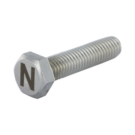 Vis métaux Tête hexagonale TH 8X35 Inox A4 avec gravure de lettre "N"