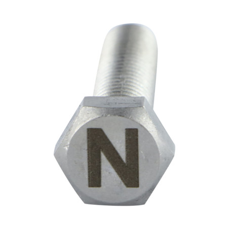 Vis métaux Tête hexagonale TH 8X35 Inox A4 avec gravure de lettre "N"
