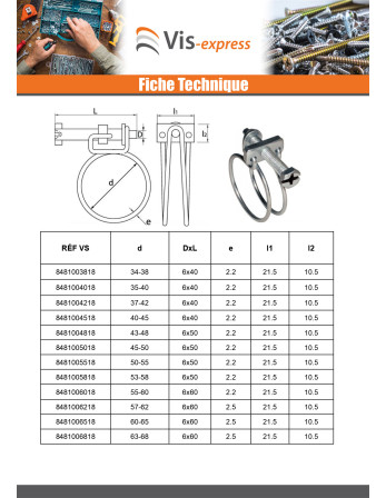 Collier de serrage à double fil Diamètre 24 à 28 Acier zingué W1