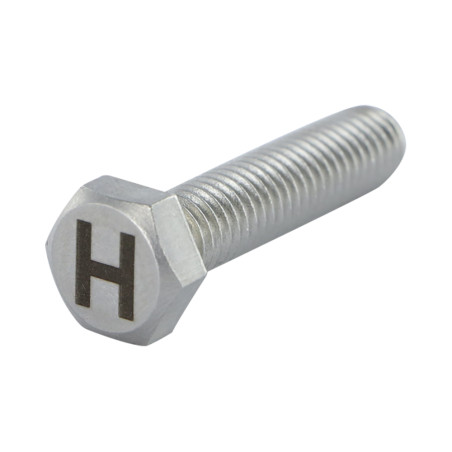 Vis métaux Tête hexagonale TH 8X35 Inox A4 avec gravure de lettre "H"