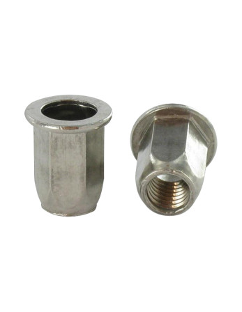 Ecrou A sertir Inox Tête plate Hexagonal M4X11 INPTH 20