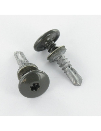 Vis autoperceuse Tête cylindrique bombée TCB TORX T25 5.5X26 +EPDM Bimétal RAL7022 gris tarre d'ombre