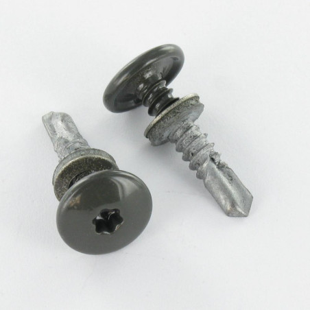 Vis autoperceuse Tête cylindrique bombée TCB TORX T25 5.5X26 +EPDM Bimétal RAL7022 gris tarre d'ombre