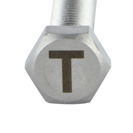Vis métaux Tête hexagonale TH 8X35 Inox A4 avec gravure de lettre "T"