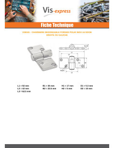 Charnière dégondable Gauche Inox A4 92X36 2