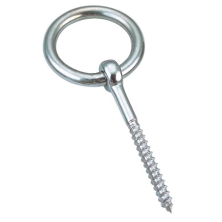 1 x Piton Anneau Filetage Bois 10X100 Filetée sur 65 Inox A4