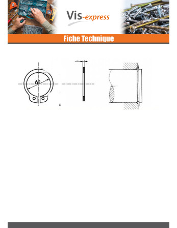 Circlip Extèrieur Inox Sur arbre Diamètre 20
