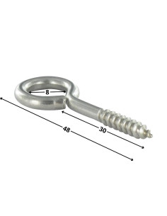 Piton Bois 4X30 Longueur total 48 Oeil 8 Inox A2 2