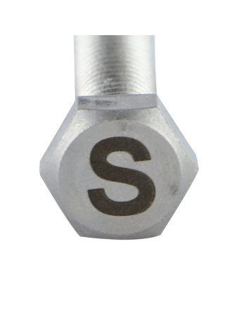 Vis métaux Tête hexagonale TH 8X35 Inox A4 avec gravure de lettre "S"