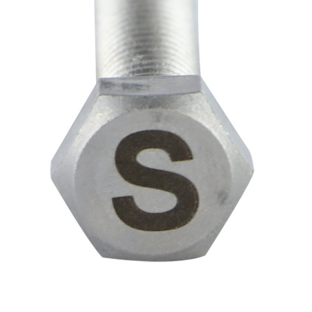 Vis métaux Tête hexagonale TH 8X35 Inox A4 avec gravure de lettre "S"