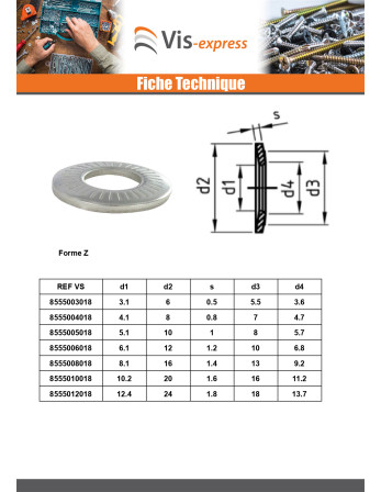 Rondelles contact Inox A2 M10X20X1.6 Z