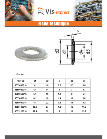 Rondelles contact Inox A2 M10X20X1.6 Z