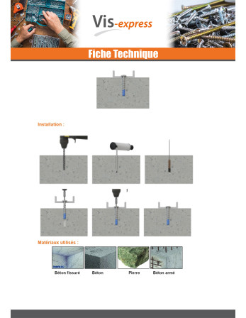 Vis béton Tête Bombée TORX TORX T30 6X40 Bimétal
