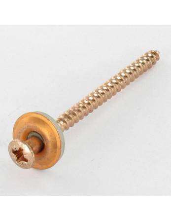 Vis faitage Tête fraisée bombée TFB Pozi Inox A2 cuivre Rondelle d'étanchéite EPDM 5X250