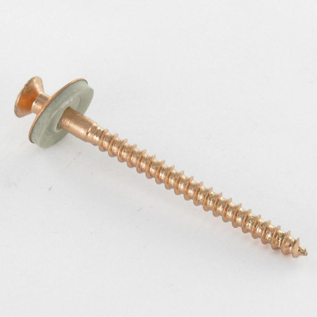 Vis faitage Tête fraisée bombée TFB Pozi Inox A2 cuivre Rondelle d'étanchéite EPDM 5X250