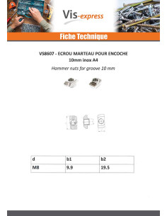 Ecrou Marteau 9.9X19.5 M8 Inox A2 2
