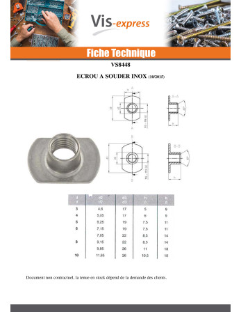 Ecrou Cylindrique à souder M6 22X14 Haut 8.5 Inox A2