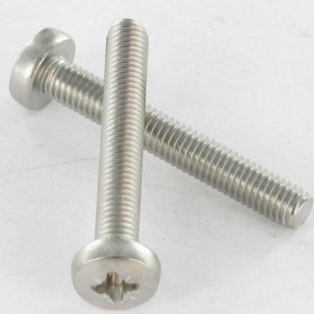1 x Vis métaux tête cylindrique bombée large Pozi N°3 M6X90 Inox A4