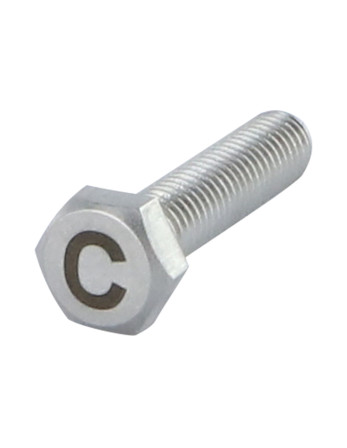 Vis métaux Tête hexagonale TH 8X35 Inox A4 avec gravure de lettre "C"