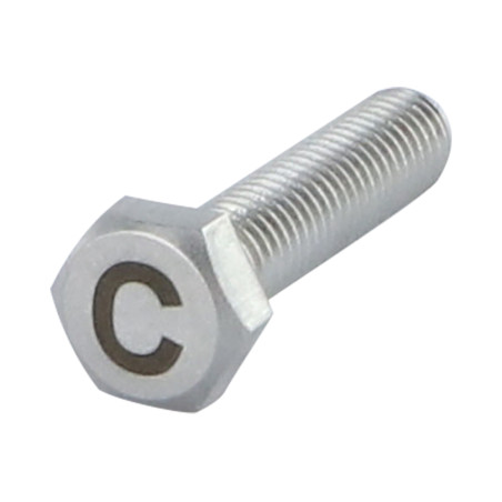 Vis métaux Tête hexagonale TH 8X35 Inox A4 avec gravure de lettre "C"
