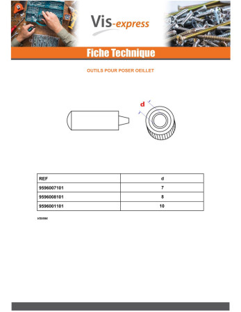 Blister de 6 avec oeillet BACHE Diamètre 10 Laiton