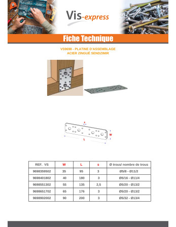 Platine D ASSEMBLAGE Sendzimir 40X180