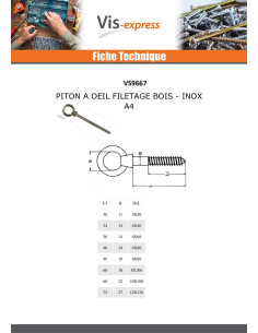 Piton Bois Oeil 12X120 Oeil 27 Inox A4 2