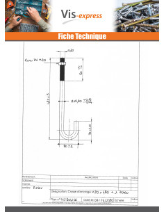 Crosse ancrage M20X420 + 1 Ecrou Acier brut 2