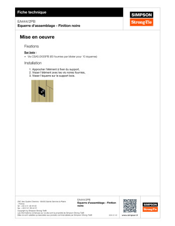Equerre SIMPSON Strong Tie 40X40X40 Epaisseur 2 RAL9005 noir foncé