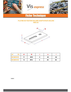 Platine Fixation SOLAIRE M10 Inox A2 2