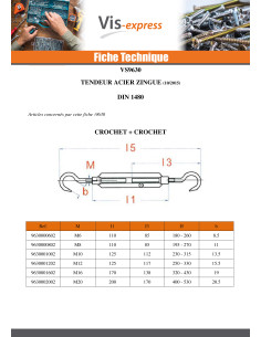 Tendeur Crochet Oeil 16X170 Oeil 22 Acier zingué 2