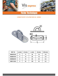 Pontet à platine OVALE 80X25 Inox A2 2