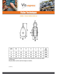 POULIE SIMPLE De 25 Inox A2 Pour Câble De 6 2