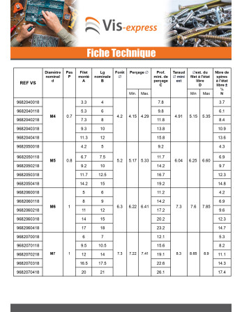 Filet rapporté M6X18 Pas de 100 Inox