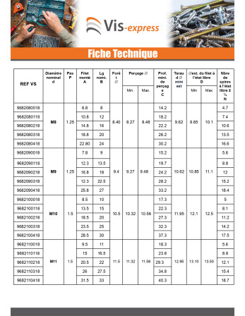 Filet rapporté M6X18 Pas de 100 Inox