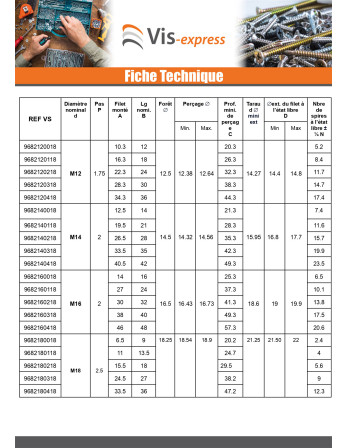 Filet rapporté M6X18 Pas de 100 Inox