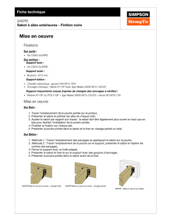 Sabot SIMPSON Strong Tie AILES Extèrieur 46X102 Epaisseur 2 RAL900