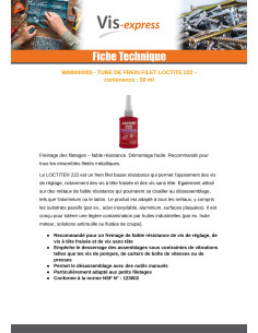 Frein filet Faible resistance 50ML LOCTITE 222 2