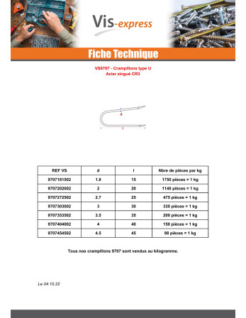 KG Crampillons Acier zingué 4.5X45