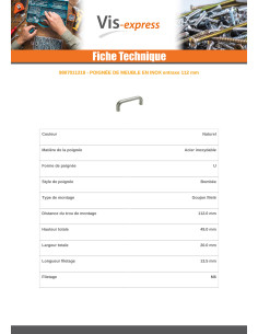 Poignée de meuble Inox A2 Longueur 112 2