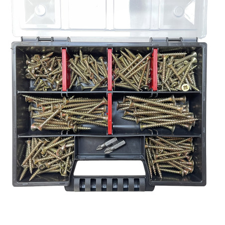 Assortiment de 280 VBA Vis bois agglo Tête fraisée TORX Pointe antifendage type 17 Bichromaté