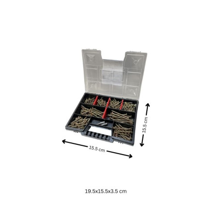 Assortiment de 280 VBA Vis bois agglo Tête fraisée TORX Pointe antifendage type 17 Bichromaté