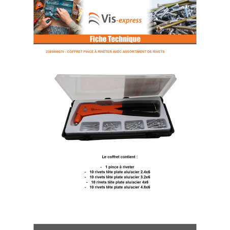 Assortiment de pince à riveter Avec Rivets