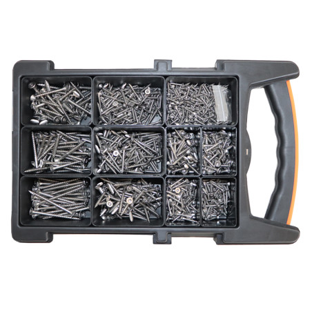 Assortiment de 1200 Vis bois TEKOR Tête fraisée Cranté TORX Inox A2