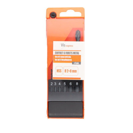 Assortiment de 6 FORETS METAL HSS
