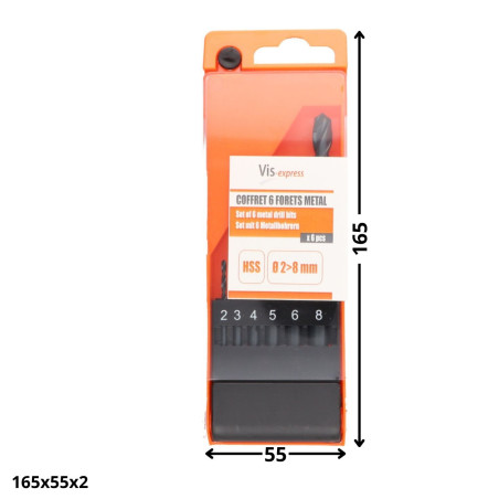 Assortiment de 6 FORETS METAL HSS