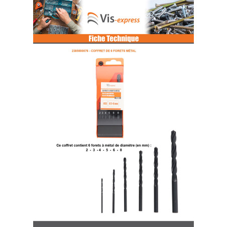 Assortiment de 6 FORETS METAL HSS