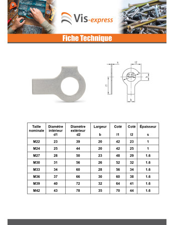 Frein D Ecrou Equerre De Diamètre M42 Inox A2